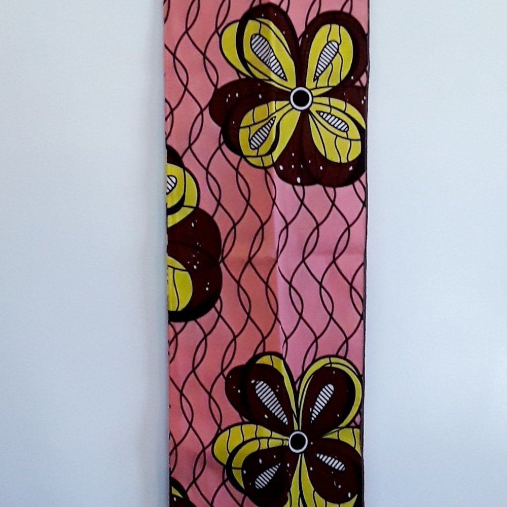 NWOT Women's African Headscarf Pink/Brown/Yellow